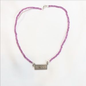 SILVER PLATED & LAVENDER JADE "LOVE" NECKLACE